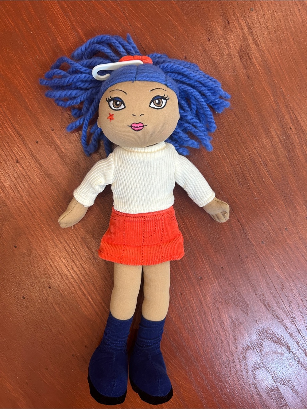 The Children's Place Blue Hair Plush Doll with Orange Skirt and White Top